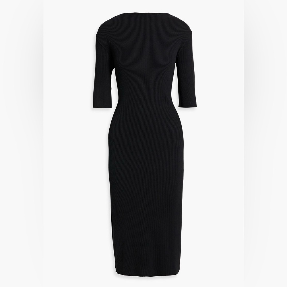 Vince. Cotton Blend Ribbed Sweater Midi Dress